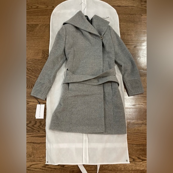 NWT SENTALER Mid Length Hooded Wrap Coat, Gray Color, Size XS - Picture 4 of 10